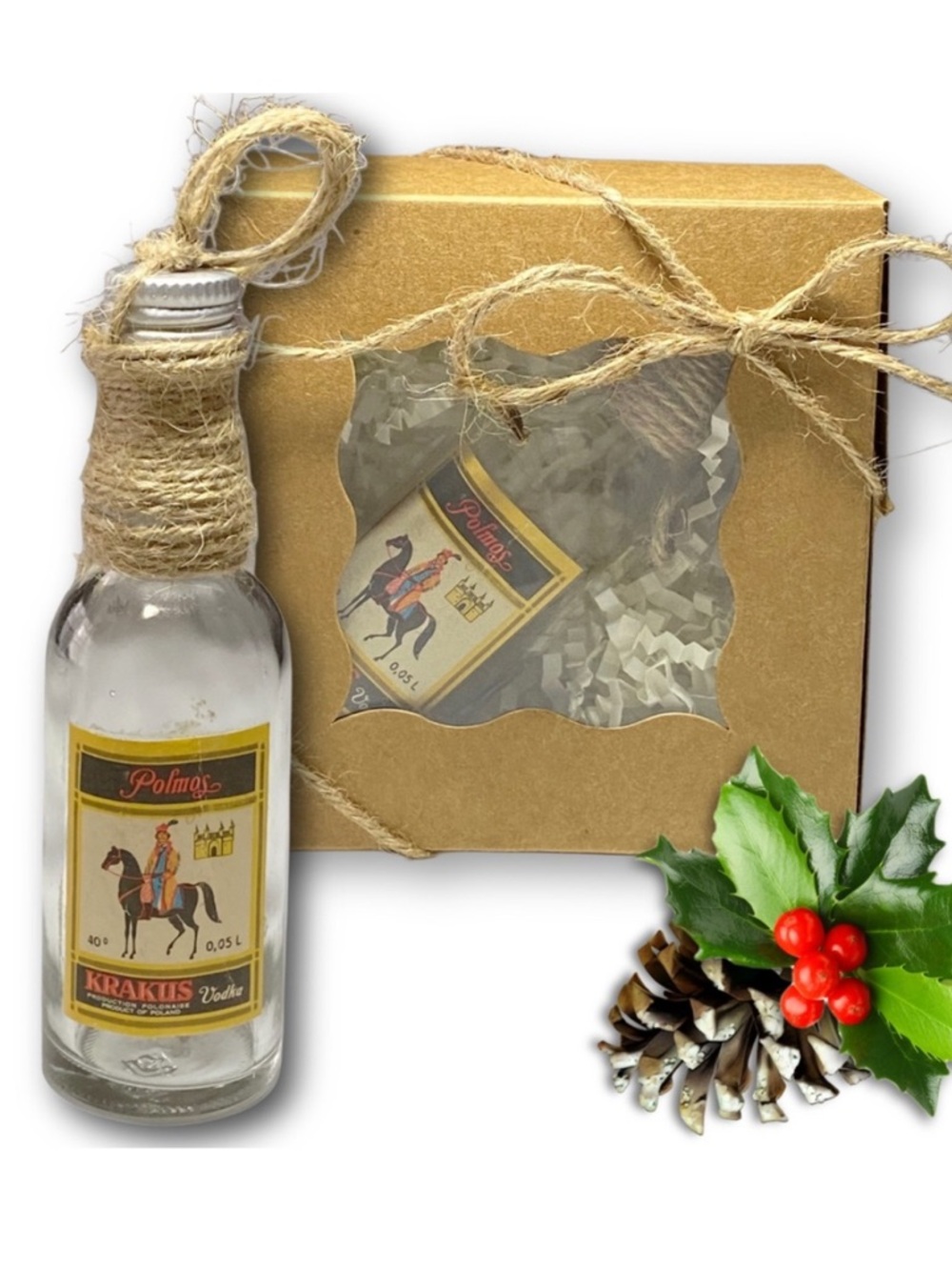 Polmos Krakus Vodka Artisan Vintage Glass Miniature Bottle Ornament